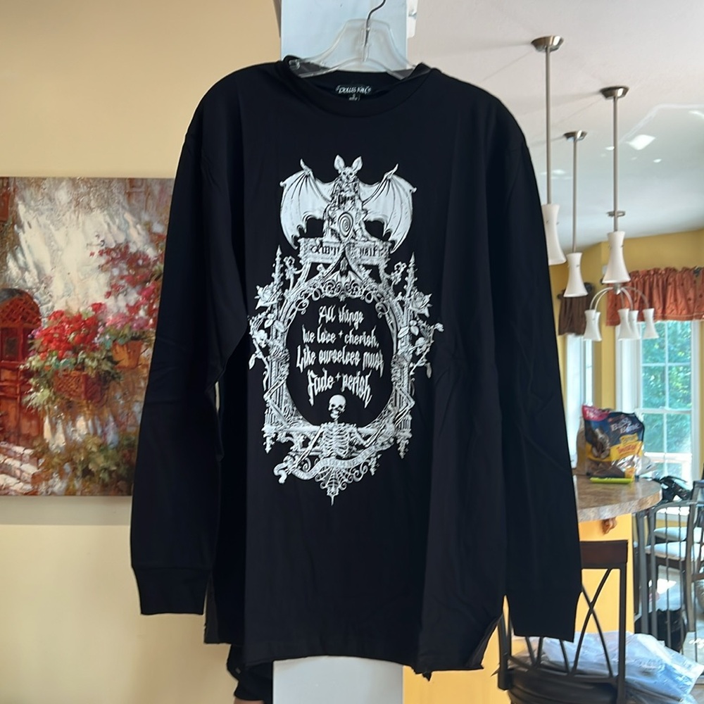 Dolls kill Written Woes Long Sleeved Tee S dollskill widow nwt